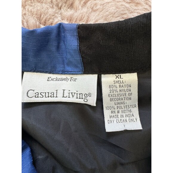 Vintage Causal Living Jacket Women XL Artsy Abstract Embroidered Patchwork Boho - Picture 3 of 9